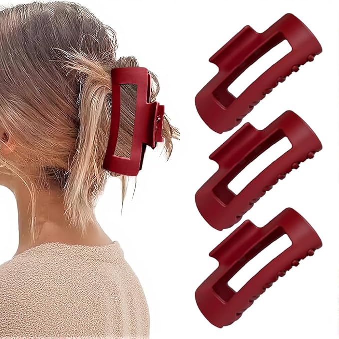 Silicone Hair Clips, Cloud Hair Pins for Women, 3.9 inch Soft Hair Claw Clip for Thick/Fine/Thin/Curly Hairstyle, Amber 3 Pack