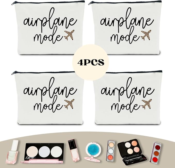 4 PCS Travel Gifts for Women - Weekend Trip Makeup Bags for Friends, Besties, Travelers - Vacation, Holiday, Bachelorette Party Cosmetic Bags