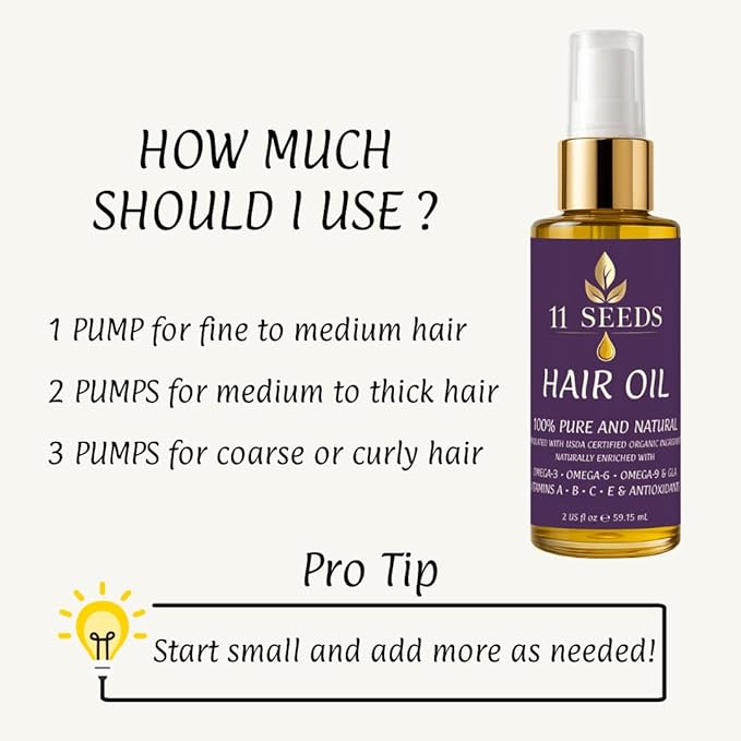 Hair Oil Naturally Enriched with Omega-3-6-9, GLA, Vitamins A, B, C, E, Lightweight Blend Supports Revitalize, Shine, Frizz Control, Color Safe, Helps Reduce Split Ends, UV & Heat - Silicone Free
