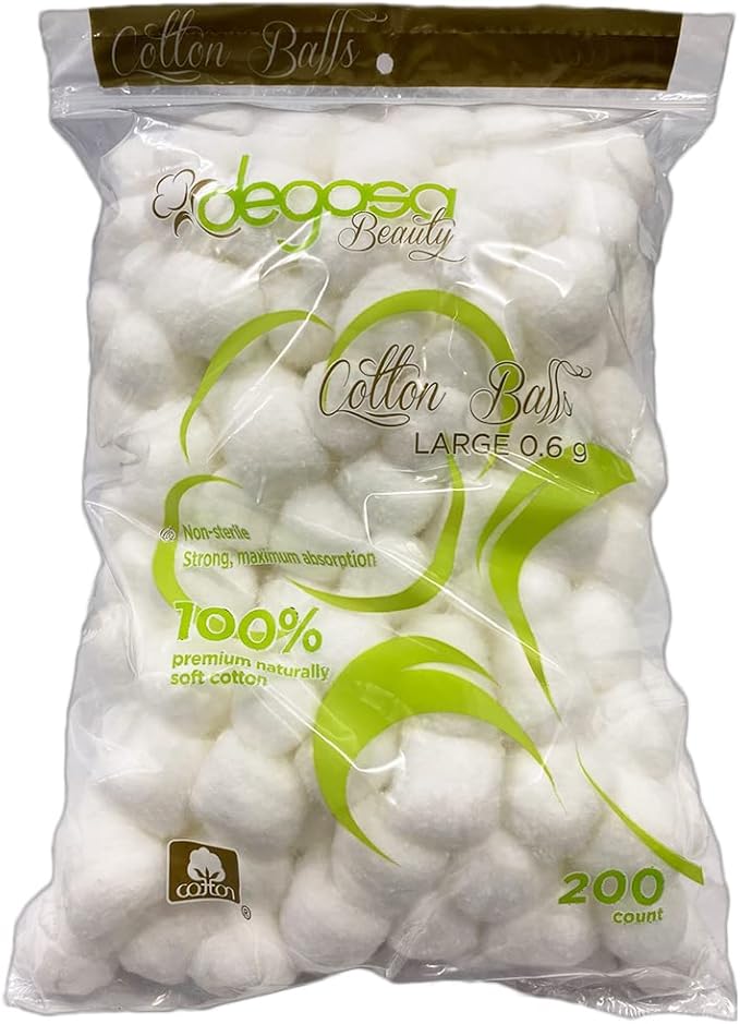 Cotton Balls for Facial Treatments, Nails and Make-Up Removal, Applying Tonics & Cleansers, Multi-Purpose Soft Natural Cotton Balls (Large 200 Count)
