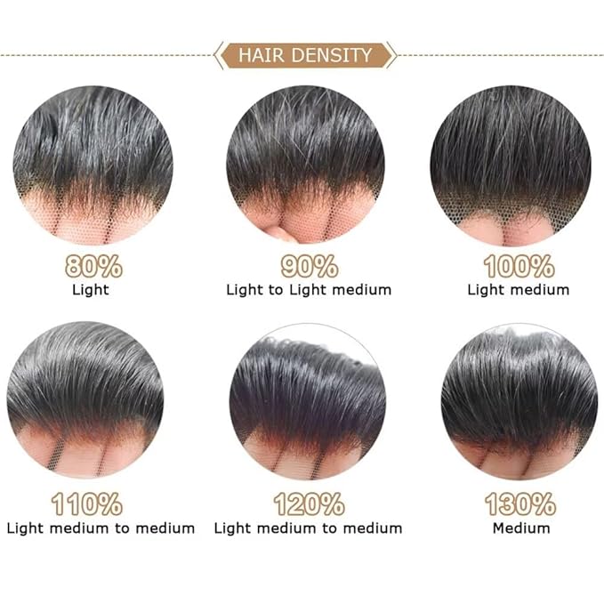 FACE MIRACLE Toupee for Men French Lace Hairpiece Human Hair Replacement System Skin PU Mens Toupee Hair Wigs for Man V-Looped Front 6"x8",#210 6"X8" #1B60 Off Black with 60% Gray-80% Light Density