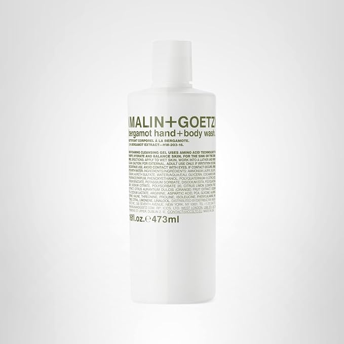 MALIN+GOETZ Hand + Body Wash | Gentle Foaming Cleanser with Botanical Extracts and Amino Acids | Hydrating, pH-Balanced, Unisex Scent | Vegan & Cruelty-Free (Bergamot, 16 Fl Oz)