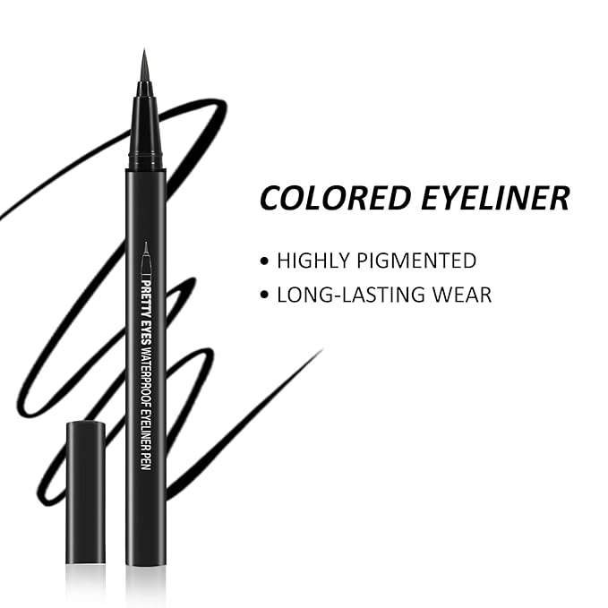 Boobeen 3pcs Liquid Eyeliner Pen, Matte Eye Liner with Precision Tip, Long Lasting Eyeliner Pencil for Bold Eye Makeup, Glides on Smoothly