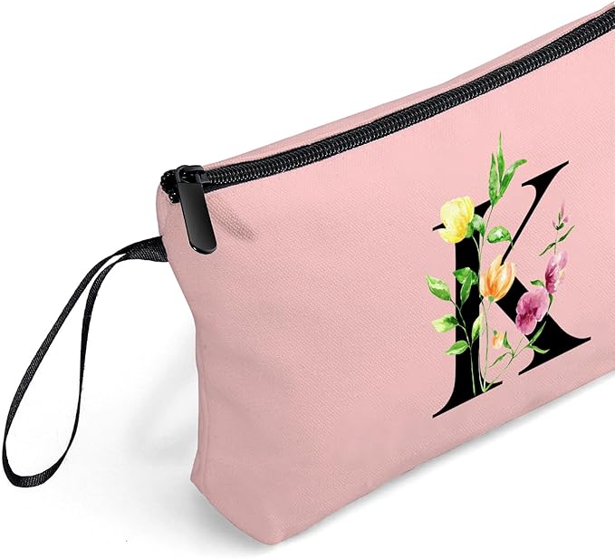 Birthday Thank You Appreciation Monogrammed Gifts for Mom Aunt Teacher Sister Friend Coworkers Bride Bridesmaid Makeup Cosmetic Bag with Mirror Mothers Day Christmas Graduation K