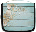 Hanging Travel Toiletry Bag for Women Men Teal Wooden Waterproof Makeup Bag Beach Starfish Portable Cosmetic Bag Travel Essentials for Traveling Accessories Toiletries Bathroom Shower