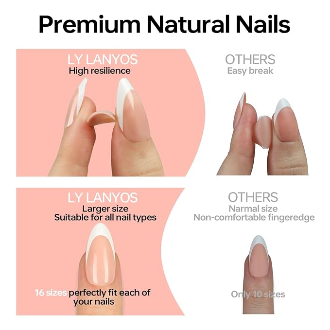16 size super short almond press on nails for women,32 pcs Ombre petite oval nails with glue and stick ，Ombre