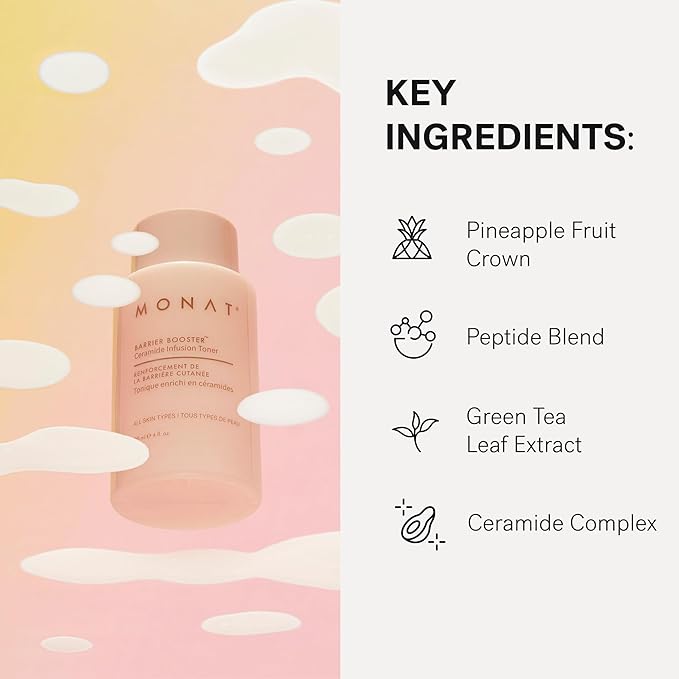 MONAT Barrier Booster™ Ceramide Infusion Toner – Hydrating, Fragrance-Free Milky Liquid for Stronger Skin Barrier, Calms Sensitivity, Preps & Soothes Face for Radiant Complexion – 120 ml / 4 fl oz