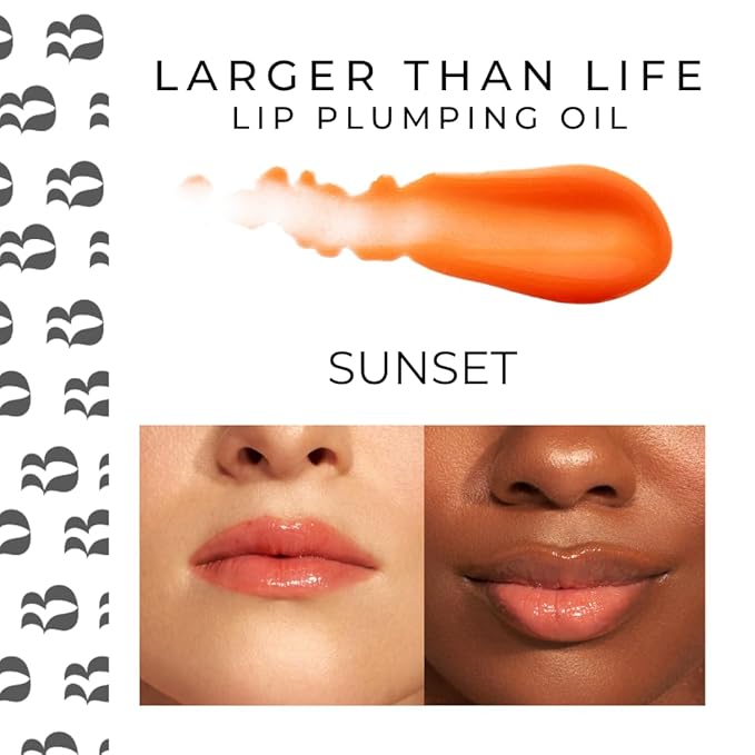 Rinna Beauty Larger Than Life Lip Plumping Oil - Sunset - Moisturizes & Hydrates Lips - Natural Plumping Over Time - Vegan, Cruelty-Free, & Paraben-Free 0.3 Fl Oz