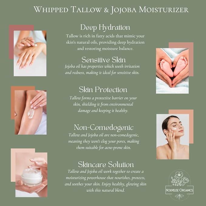 Lumberjack - Whipped Tallow Moisturizer - Cedarwood, Black Pepper, Vetiver, Juniper - 100% Natural Grass-Fed Tallow & Organic Jojoba. Chemical-Free. For Dry, Sensitive & Eczema Prone Skin.- 0.7oz