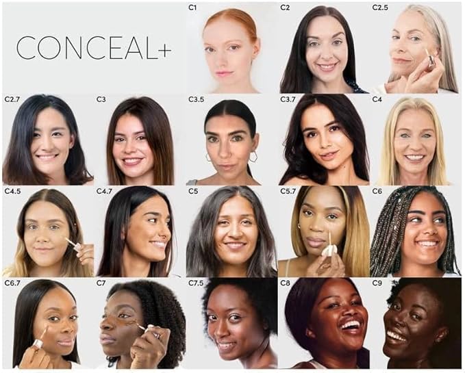 Fitglow Beauty Conceal+ | Vegan Full Coverage Concealer Skincare with Vitamin K + Green Tea | Corrects Dark Circles, Blemishes & Redness | Non-Creasing, Natural Finish | C2-6g
