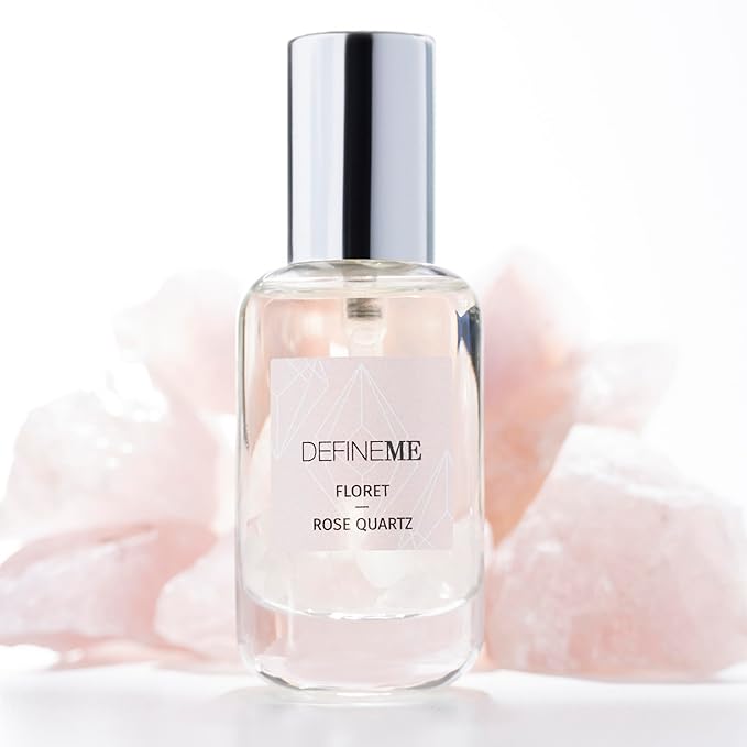 DefineMe Rose Quartz Crystal Infused Natural Perfume Mist, Floret Scent, 0.95 FL OZ, Award Winner 2024 Universal Beauty Awards