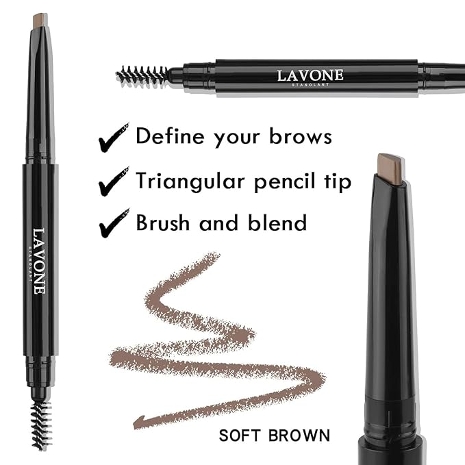 LAVONE Eyebrow Stamp Pencil Kit for Eyebrows Makeup, with Waterproof Eyebrow Pencil, Eyeliner, Eyebrow Pomade, and Dual-ended Eyebrow Brush - Ash Blonde