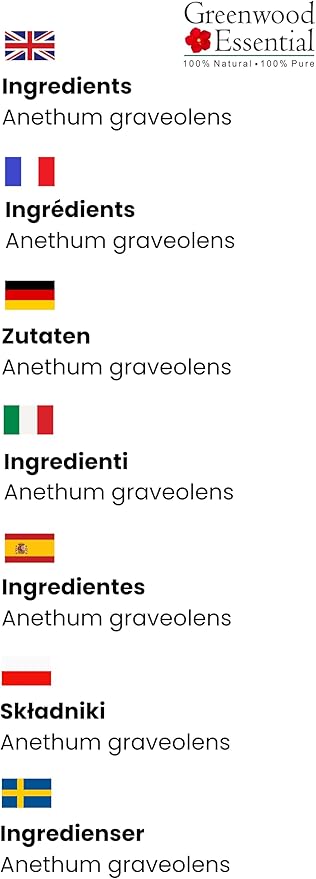 Greenwood Essential Dill Seed Essential Oil (Anethum graveolens) with Glass Dropper | Pure | Non-Sticky | Non-Greasy | Lightweight | Men & Women | All Skin Types | Steam Distilled 30ml (1 oz)
