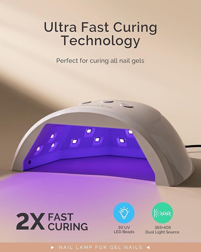 MelodySusie Compact Advanced UV LED Nail Lamp, P-Plus30F Nail Dryer with 3 Timers & Smart Sensor Cures All Gels, Especially Rhinestone Glue, Solid & Liner Gel Polishes for Advanced DIY at Home-White