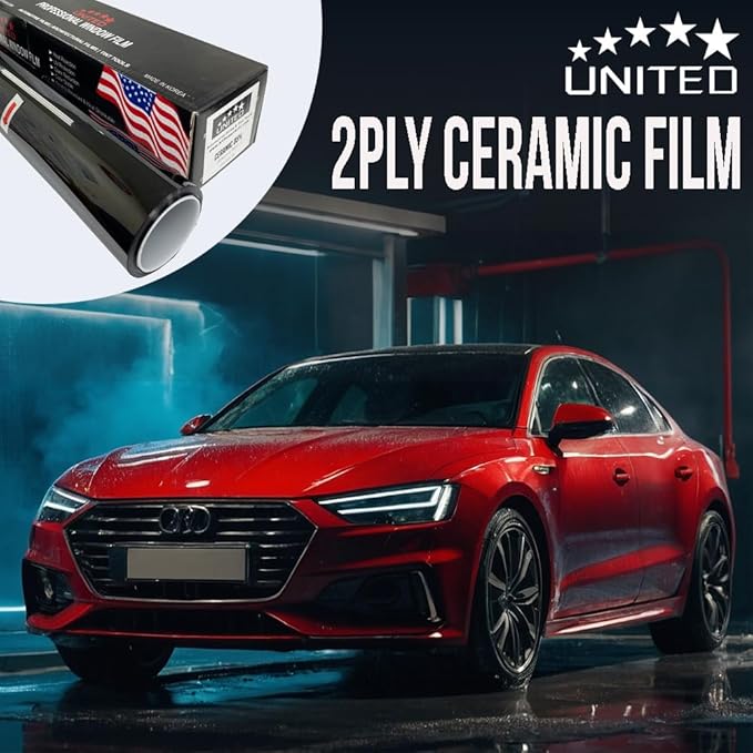 United Ceramic Pro Window Tint Car 36In x100Ft 2Ply Nano Ceramic IR-95 with 50% VLT - Outstanding Clarity & Views Window Tint for Car Home Blocks UV/IR Rays, Adhesive Film W/Lifetime Color Stability
