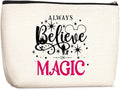 Wenboco Cartoon Mouse Stuff Decor Animal Lovers Gift Cosmetic Bag for Women Always Believe In The Magic Makeup Bag Cute Mouse Pouch Travel Bags Skincare Toiletry Bag Cartoon Mouse Makeup Bag