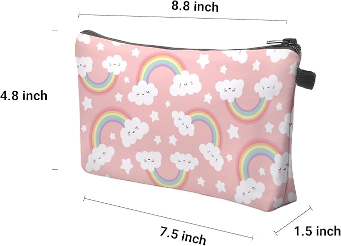 Cute Travel Makeup Bag Cosmetic Bag Small Pouch Gift for Women (Cloud Rainbow)