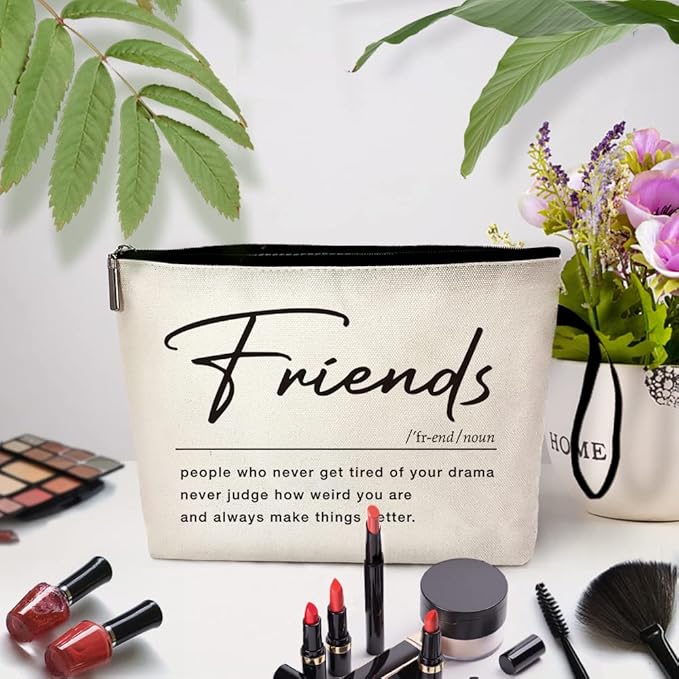 ZHANTUONE Friend Definition Noun Funny Friendship Cosmetic Bag, for Travel Toiletry Zipper Storage Pouch Makeup Bag, Gifts for Friends Coworker Bestie, Birthday Appreciation Gifts for Friend