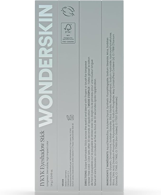 Wonderskin IYKYK Eyeshadow Stick - Longwear Eye Shadow Sticks, Budge-Proof and Waterproof Shimmer Eyeshadow Stick with Built-in Sharpener (Ash)