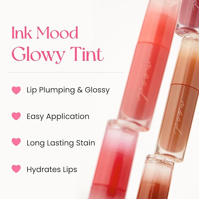 Peripera Ink Mood Glowy Tint | Lip-Plumping, Naturally Moisturizing, Lightweight, Glow-Boosting, Long-Lasting, Comfortable, Non-Sticky, No White Film (014 FOLLOW ROSE (NEW))