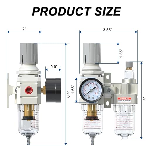 1/4" NPT Compressed Air Filter Regulator Lubricator Combo, Air Compressor Water - Image 2