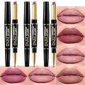 BINGBRUSH 3Pcs Double Ended Light Mauve Red Nude Beige Matte Lip Liner and Lipstick Makeup Combo Set for Women,Plum Rose Lipliner 24 Hours Original Waterproof Long Lasting Lip Stains Pencil Kit Set