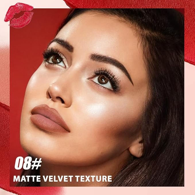 Matte Lip Lipstick Crayon Lip Liner Thick Pencil, High-Pigment Outline lips, Non-sticky Matte Velvet Texture, Waterproof & Smudge-Proof Longwear Pigmented, Fit for all tones 08#