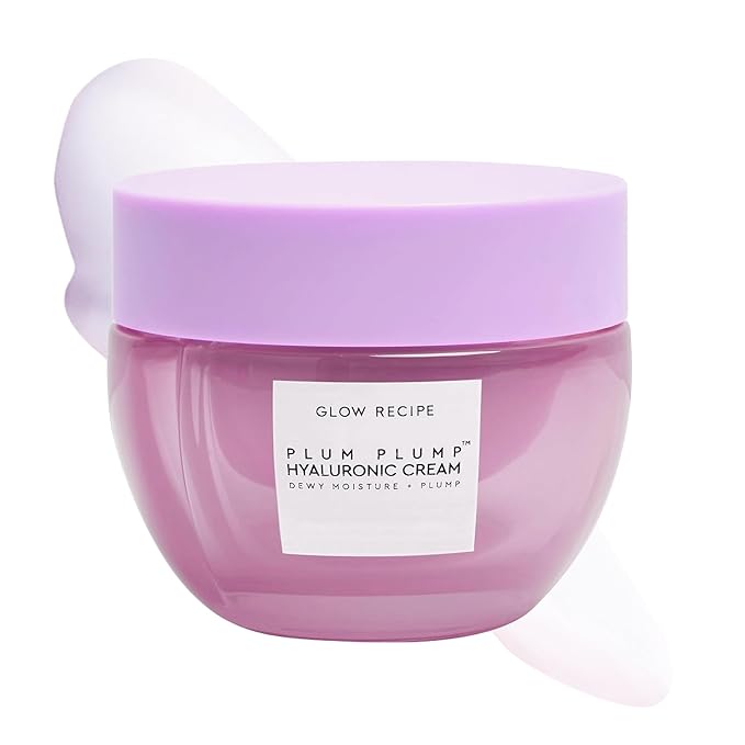 Glow Recipe Plum Plump Hyaluronic Acid Face Cream - Hydrating, Firming & Plumping Facial Moisturizer for Women & Men - Korean Skin Care with Polyglutamic Peptides to Reduce Dry Skin Wrinkles (50ml)