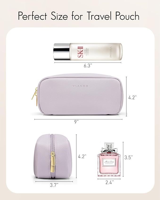 Vlando Small Makeup Bag,Makeup Pouch,Makeup Travel Bag Christmas Gifts for Women Makeup Organizer Case for Toiletries Gifts for Traveler Wife Daughter-Purple
