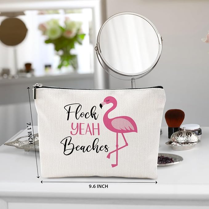 Flamingo Gifts, Flamingo Makeup Bag, Flamingo Bird Animal Lover Gifts for Women Wife, Flamingo Stuff Summer Cosmetic Bag, Flamingo Themed Gifts Funny Toiletry Bag Graduation Birthday Gifts