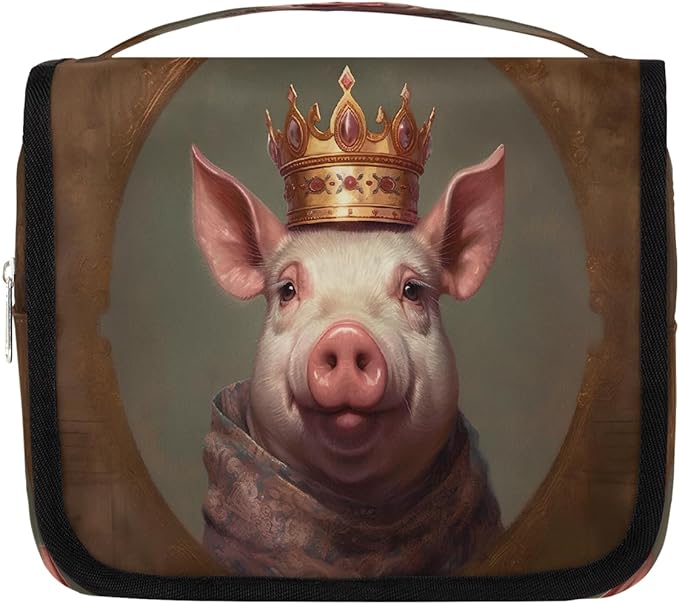Travel Toiletry Bag for Women & Men Funny Animal Pig Hanging Cosmetic Organizer Portable Waterproof Makeup Case Make Up Bag with Compartments Travel Essentials for Bathroom Shower