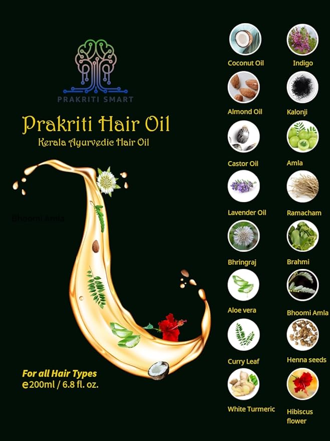 Pakriti Hair Oil - Kerala Ayurvedic hair oil with natural herbs