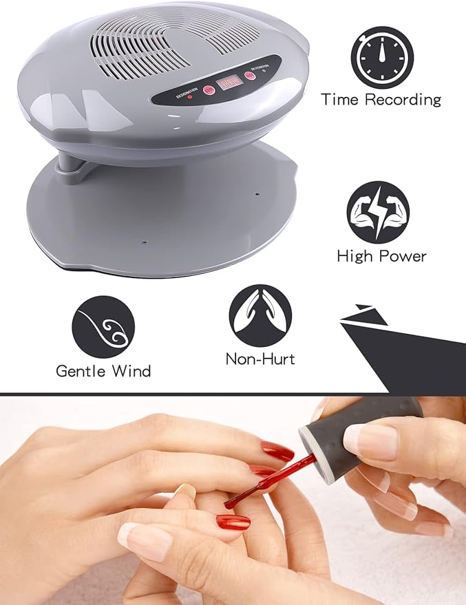 Kalolary Nail Lamp, 400W Air Nail Dryer Nail Fan Hair Dryer for Hands and Feet Nail Polish Automatic Sensor Warm Cool Breeze Use at Home and Salon (Grey)