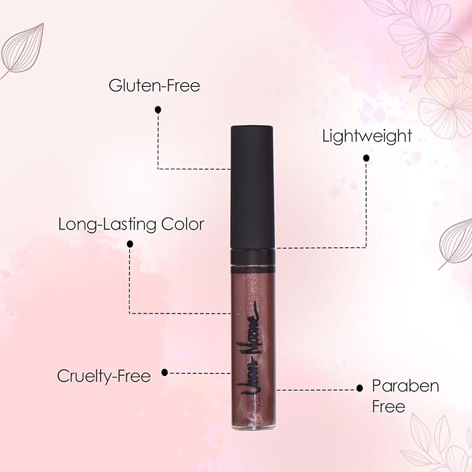Lip Gloss, Moisturizing Lip Color with Shimmer for Long Lasting Shine, Lightweight Lip Stain, Girls Non-Sticky Lip Gloss with Aloe Vera, W/Vitamin C, E (Chocolate)