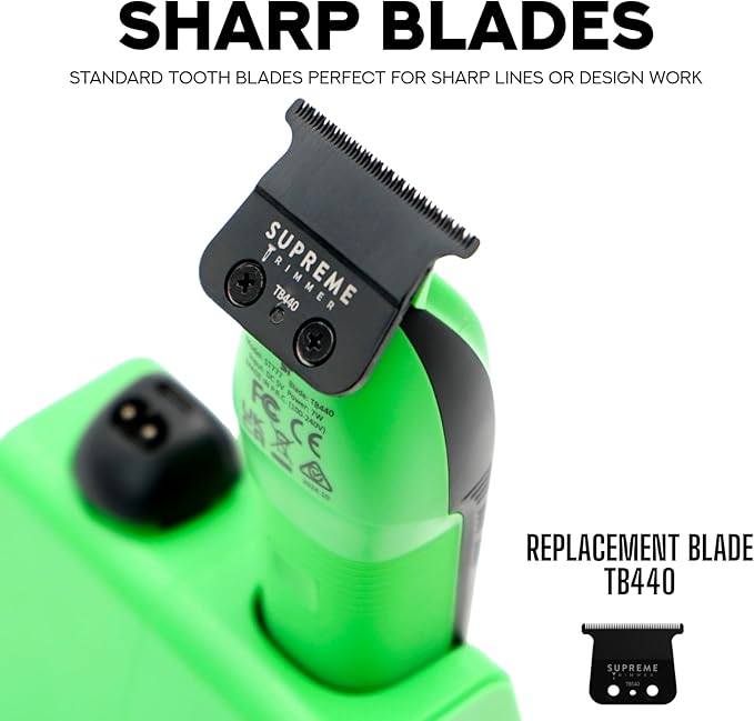 Supreme Trimmer Recharge ST777 – Professional Barber Trimmer with 2 Removable Batteries | 8000 RPM Motor, Zero Gap DLC Blades, Smart Charging Dock, USB-C Fast Charge