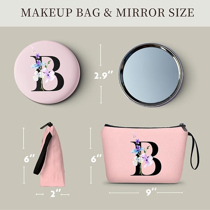 Birthday Inspirational Bridesmaid Proposal Team Small Gifts for Women Mom Aunt Teacher Sister Coworkers Makeup Cosmetic Bag Travel with Mirror Mothers Day Christmas Graduation B