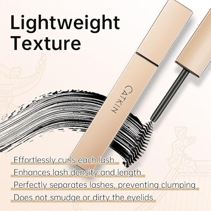 CATKIN Lash Lengthening Mascara, Volumizing & Lengthening, Very Black, Clump-Free, Long Lasting Waterproof Formula for Dramatic Long Lashes 7.5g
