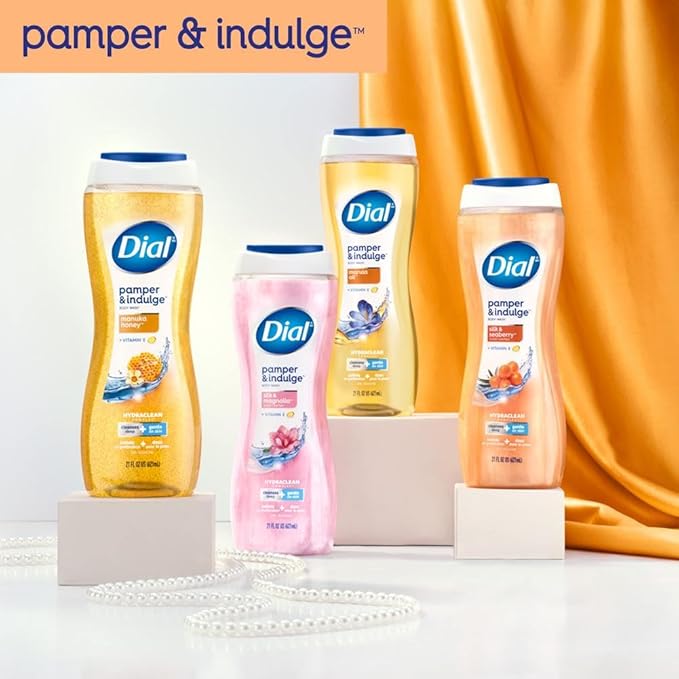 Dial Body Wash, Pamper & Indulge, Silk & Seaberry, 21 fl oz, Pack of 4