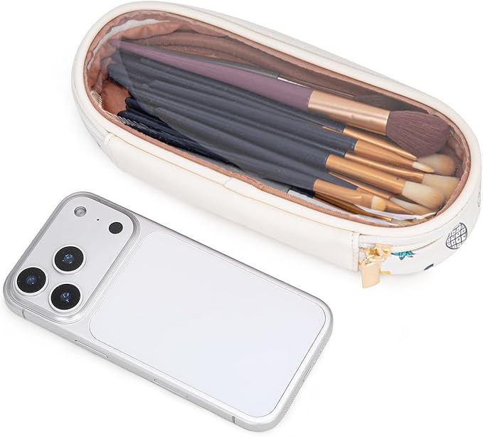 Montana West X Wrangler Travel Makeup Bag 2pcs Set Large Cosmetic Bag with Makeup Brush Holder Portable Make Up Organizer Cute Toiletry Bag with Divider and Handle for Women Beige