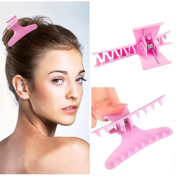Ondder 48 Pcs Pink Butterfly Hair Clips for Styling and Sectioning - Pro Claws Clamps for Cutting, Coloring - Hair Accessories for Women Girls