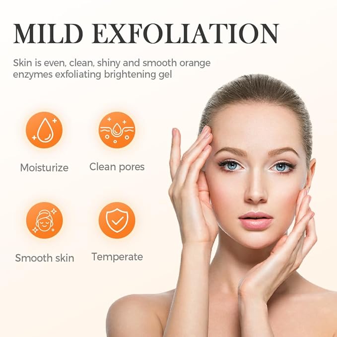 Orange Exfoliating Gel for Face and Body, 2025 New Deep Pore Orange Peeling Scrub, Cleaning Pores, Remove Blackheads Moisturize Cleansing, Facial Exfoliating Gel for All Types Skin (2PC, 3.52 Fl Oz)