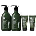 Luseta Tea Tree Shampoo and Conditioner Set - Full and Travel Size for Oily Hair, Clarifying Dandruff with Argan Oil Repair (2x16.9 fl oz + 2x1.01 fl oz)