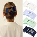 Velscrun Flat Hair Clips for Women Girls, Matte Lay Flat Claw Clips, Strong Hold Large Side Hair Clip All Hair Types, French Duck Billed Non Slip Grip Daily Styling Hair Jaw Claw Clip Navy Blue