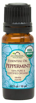 US Organic 100% Pure Peppermint Essential Oil - USDA Certified Organic - 10 ml - w/Improved caps and droppers (More Size Variations Available)