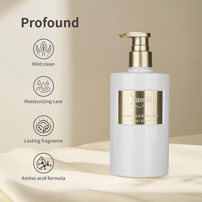 Vassili Body Lotion with Shea Butter & Vitamin E for Women, Scented Firming & Hydrating Moisturizer for Silky-Smooth Ultra-Soft Skin, Long-Lasting Fragrance for All Types-Vanilla