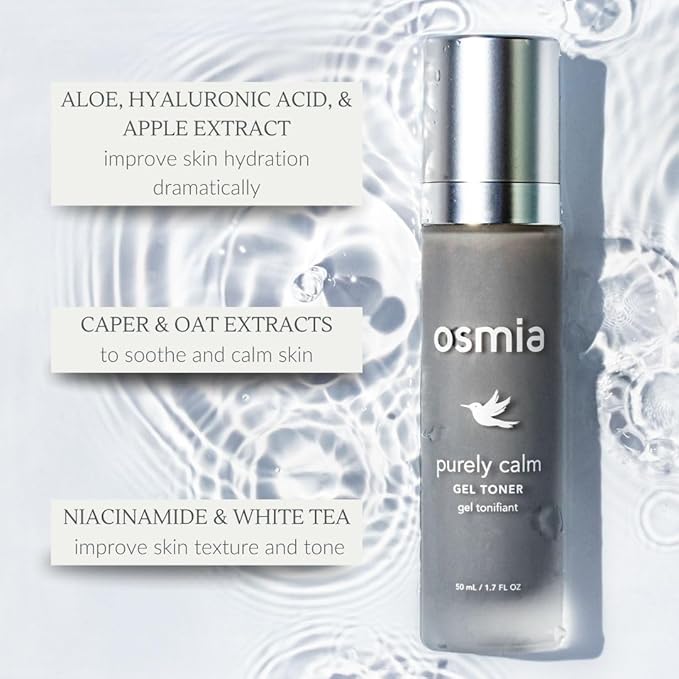 Osmia Skincare - Purely Calm Gel Toner | Hyaluronic Acid, Apple Extract, White Tea, Aloe Vera | Hydrate, Soothe, Support | Clean Beauty for Healthy Skin (1.7 fl oz | 50 mL) New Packaging