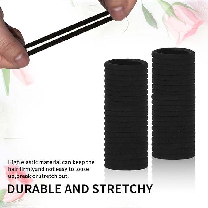 Hair Ties, 100 Pack Nylon Elastic Bands for Women, Seamless Damage-Free Ponytail Holders, Thick Hair Accessories. (brown)