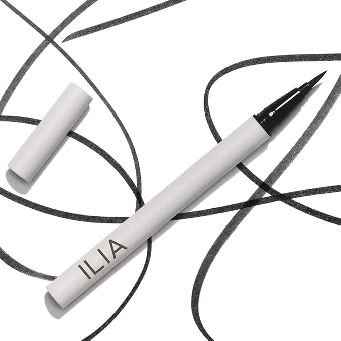 ILIA - Clean Line Liquid Liner with Precision Tip | Quick Dry, Water Resistant, Smooth Application | Carbon Black-Free, Non-Toxic, Vegan, Cruelty-Free (Classic Black, 0.01 fl oz | 0.55 ml)
