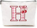 Initial Makeup Bag Monogram Cosmetic Bag Monogrammed Gifts for Women Girls Friends Coworker Girlfriend Personalized Travel Toiletry Bag Christmas Bridal Shower Wedding Bridesmaid Gifts, Cherry H