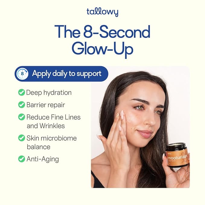 100% Grass-Fed Beef Tallow Balm for Skin – Non-Toxic Whipped Moisturizer for Face & Body – Soothes Dry, Sensitive Skin & Eczema – Eucalyptus Spearmint (4 oz)